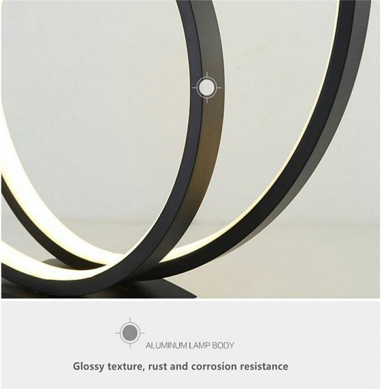 LED Tafellamp - Cirkel - 30cm diameter - 3 licht standen (3000K, 4500K en  6000K) - Zwart | bol