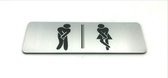 Deurbordje - WC bordje - WC - Toiletbord - Bordje - RVS Look - Pictogram – Heren Dames Hoge Nood – Vrouw - Man  - Zelfklevend - 150 mm x 50 mm x 1,6 mm - 5 Jaar Garantie