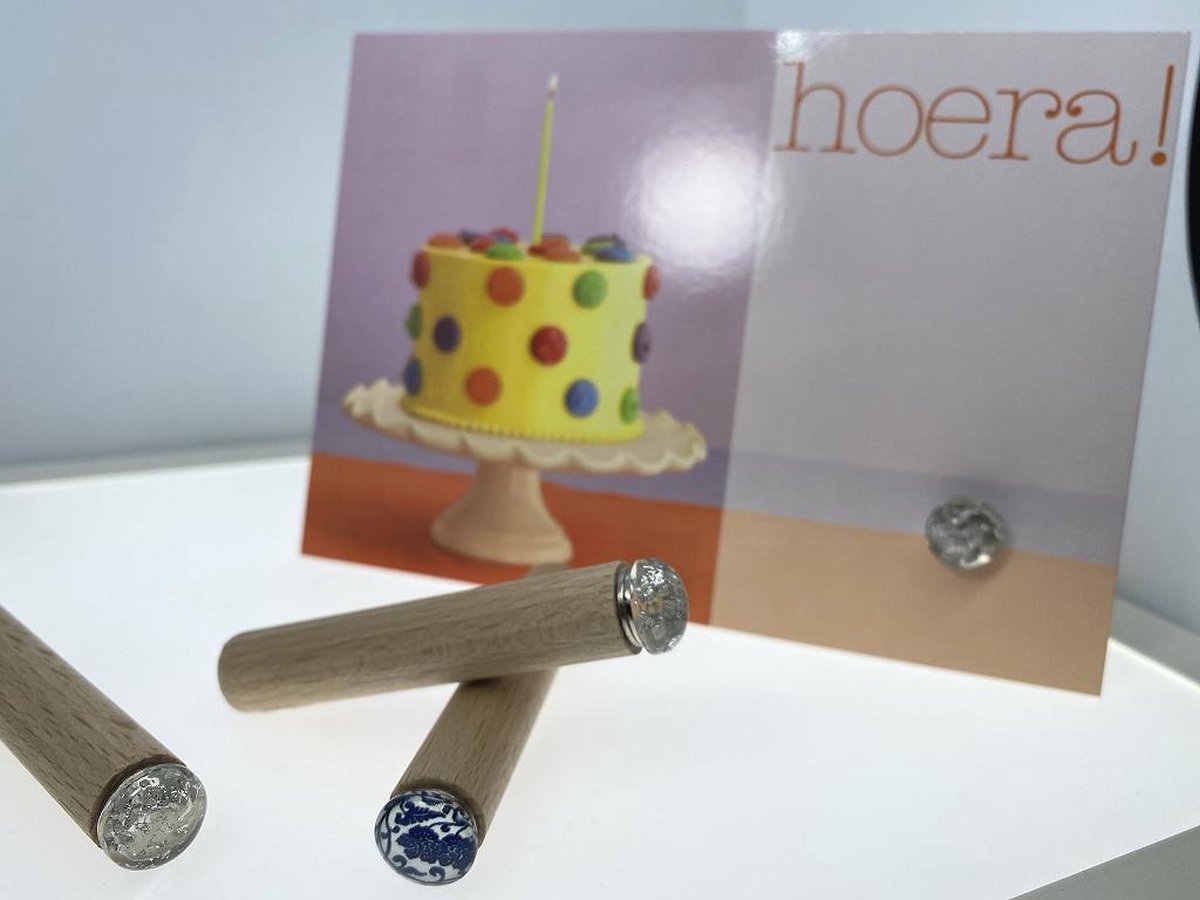 High5wood Kaartpin Silver foil kaarthouder set staand