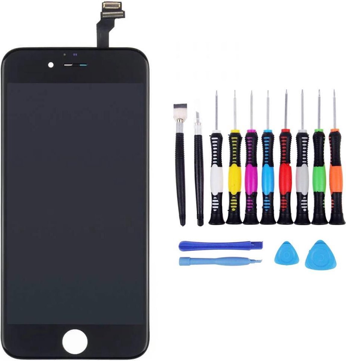 Voor iPhone 6 Scherm zwart - met 16-delig professionele reparatiekit