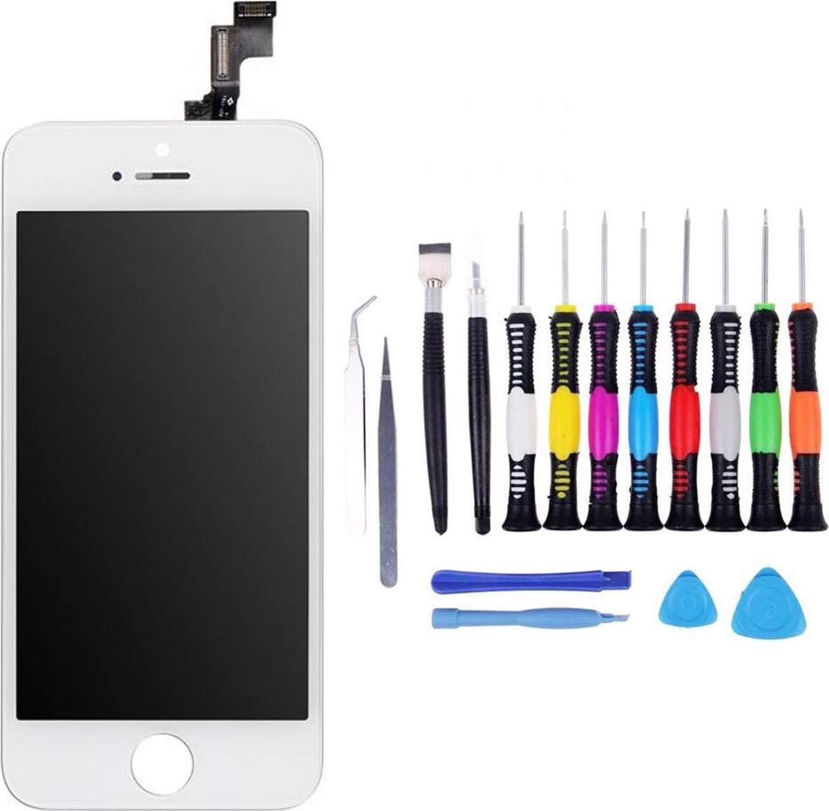 Voor iPhone 5s Scherm wit - met 16-delig professionele reparatiekit