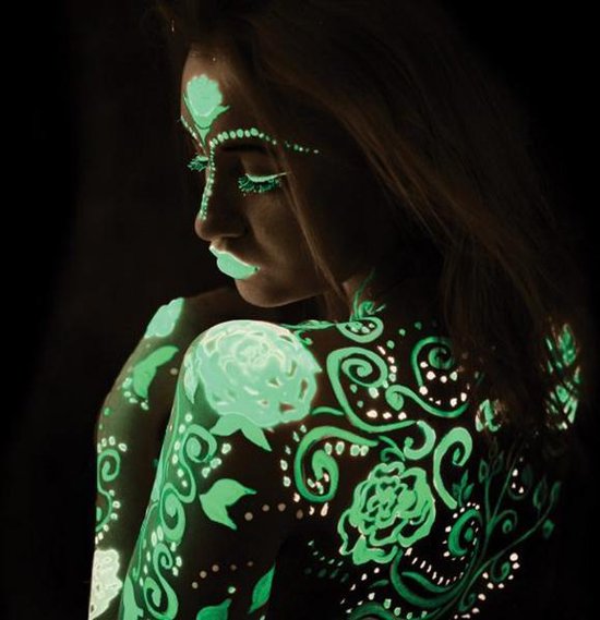 Glow in the dark bodypaint 12ml Set van 3