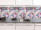 Spatwand met print - Geverfde Bloemen Design - 200x50cm - DW7296