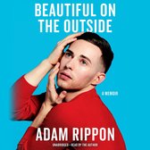 Boekcover met tekst "BEAUTIFUL ON THE OUTSIDE A MEMOIR ADAM RIPPON". Een man in een rood vest raakt zijn gezicht aan.