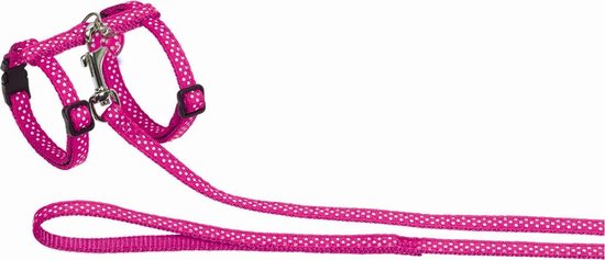 Nobby tuig met lijn dots roze 30-35 x 1 + 60-120 cm - 1 ST