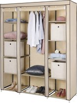 Extra Grote Kleerkast in Stof en Metaal – Stoffen Garderobekast voor Kleding – Beige