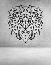 Leeuw Geometrisch Hout 90 x 93 cm Wood - Wanddecoratie