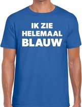 Ik zie helemaal blauw tekst t-shirt blauw heren 2XL