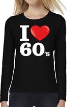I love 60s / sixties long sleeve t-shirt zwart dames XS