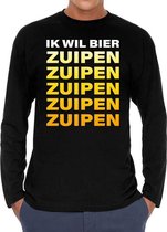 Ik wil bier zuipen zuipen zuipen  long sleeve t-shirt zwart voor M