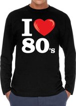 I love 80s / eighties long sleeve t-shirt zwart heren 2XL