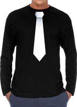 Stropdas wit long sleeve t-shirt zwart voor heren S