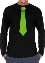 Stropdas groen long sleeve t-shirt zwart voor heren 2XL