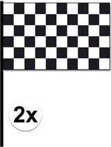 2x drapeaux de finition agitant le drapeau 30 x 45 cm - Drapeaux du circuit de course - Drapeau de voiture de course