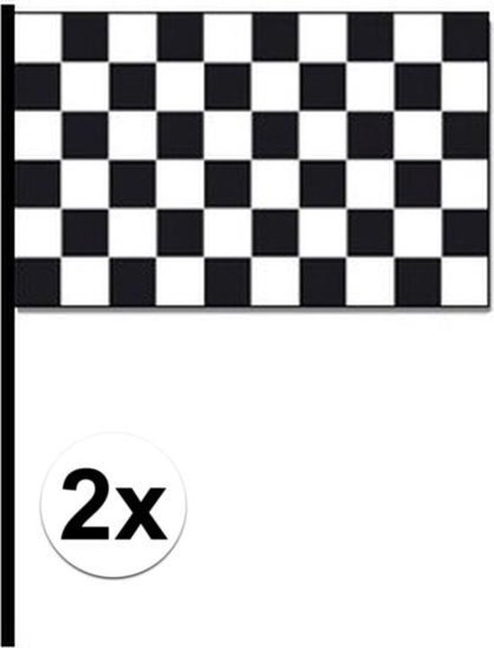 2x Finish vlaggen zwaaivlag 30 x 45 cm - Race circuit vlaggen - Autorace vlag