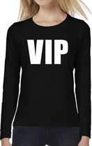 VIP tekst t-shirt long sleeve zwart voor dames - VIP shirt met lange mouwen XXL