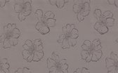 Jacquard Geweven Gecoat Luxe Tafellaken - Tafelzeil - Tafelkleed - Afgewerkt met biaislint - Bloem - Antraciet -  Grijs - Rechthoekig - 140 x 250 cm - Opgerold op koker
