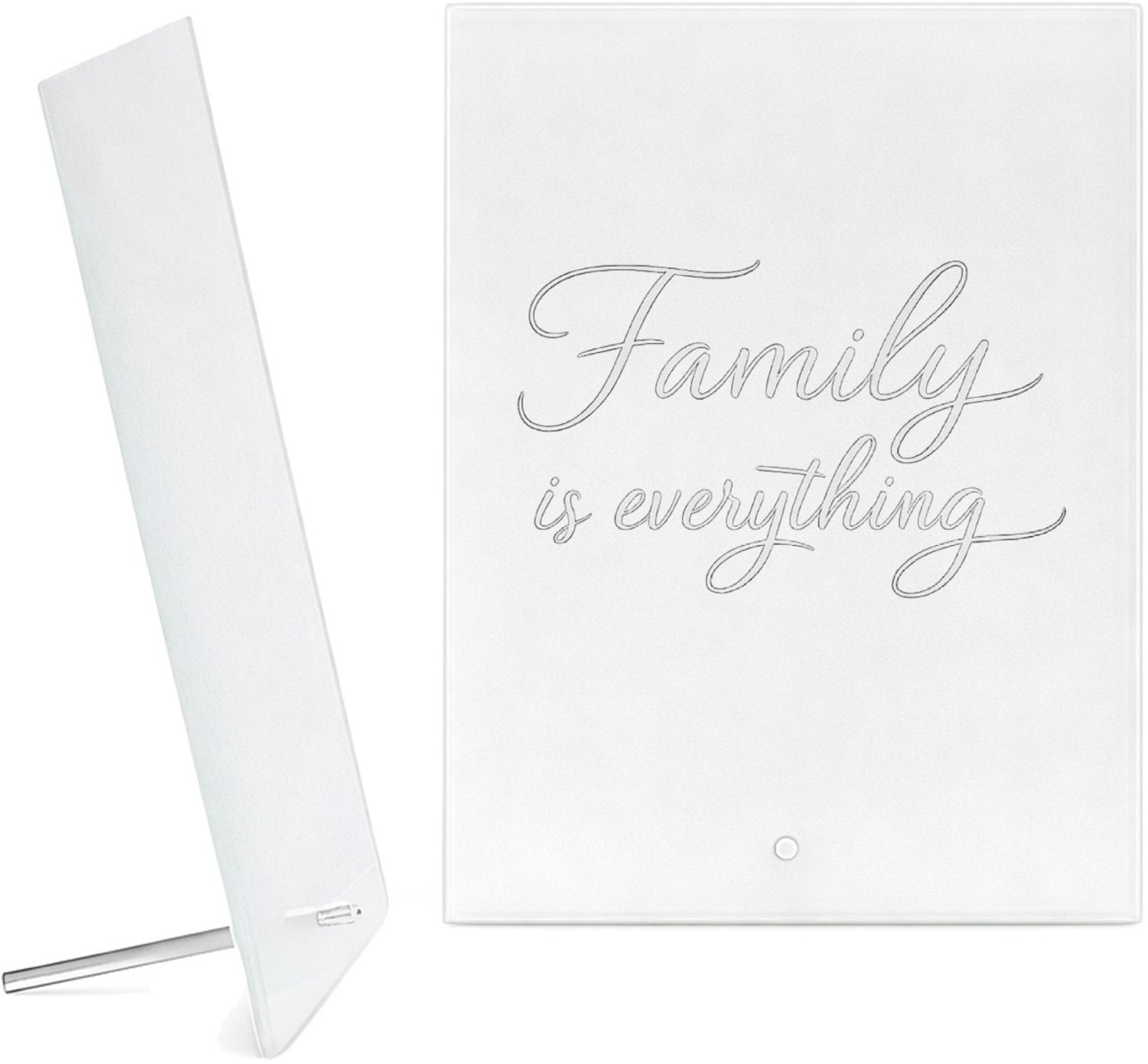 Mr Cadeautjes Glazen fotopaneel Persoonlijke liefdevolle titel in een rustige, minimalistisc - 15 x 20 cm, staand - glas, decoratie, wanddecoratie | cadeau Wit