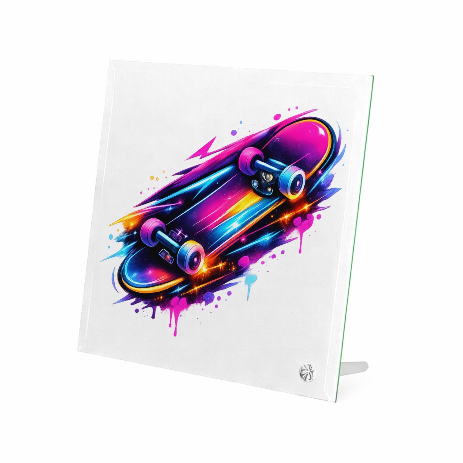 Mr Cadeautjes Glasframe 20 x 20 - design Neon sportenergie met een futuristische uitstraling | cadeau Wit