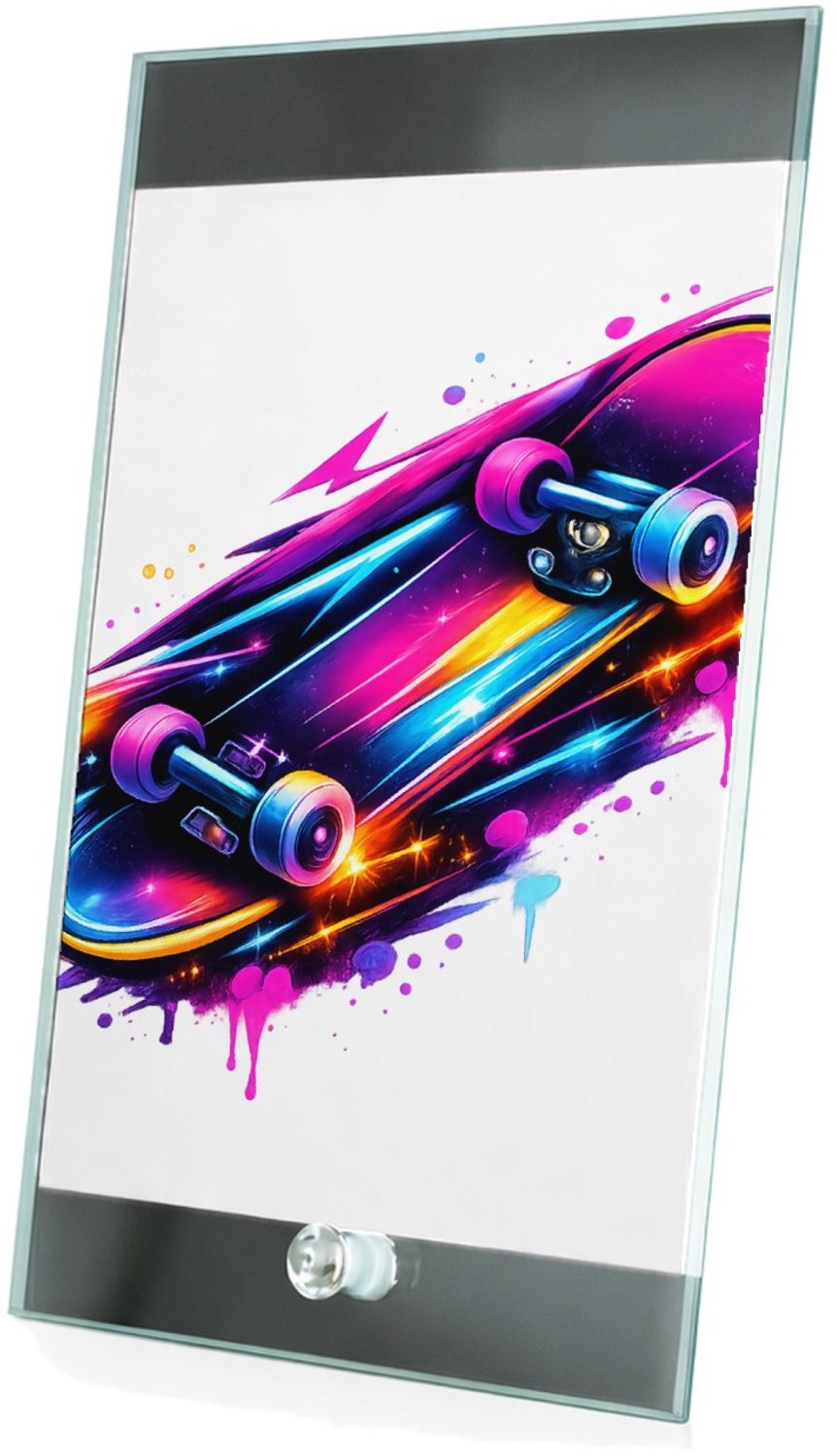 Mr Cadeautjes Glasframe 15 x 23 - design Neon sportenergie met een futuristische uitstraling | cadeau Wit