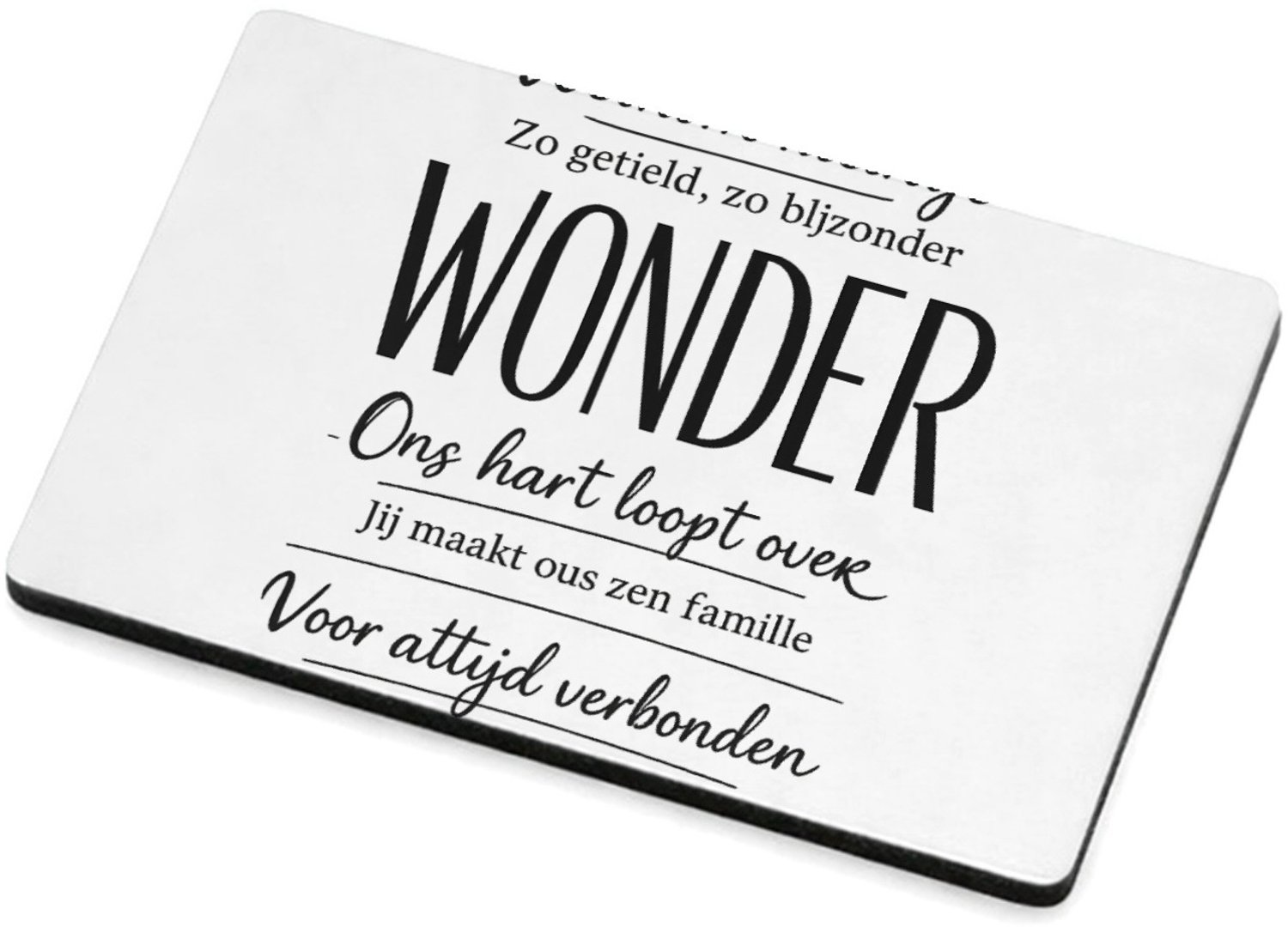 Mr Cadeautjes MDF magnetische fotolijst 7,5 x 5 - design Een warme familieboodschap met één krachtwoord als visuele b | cadeau Wit