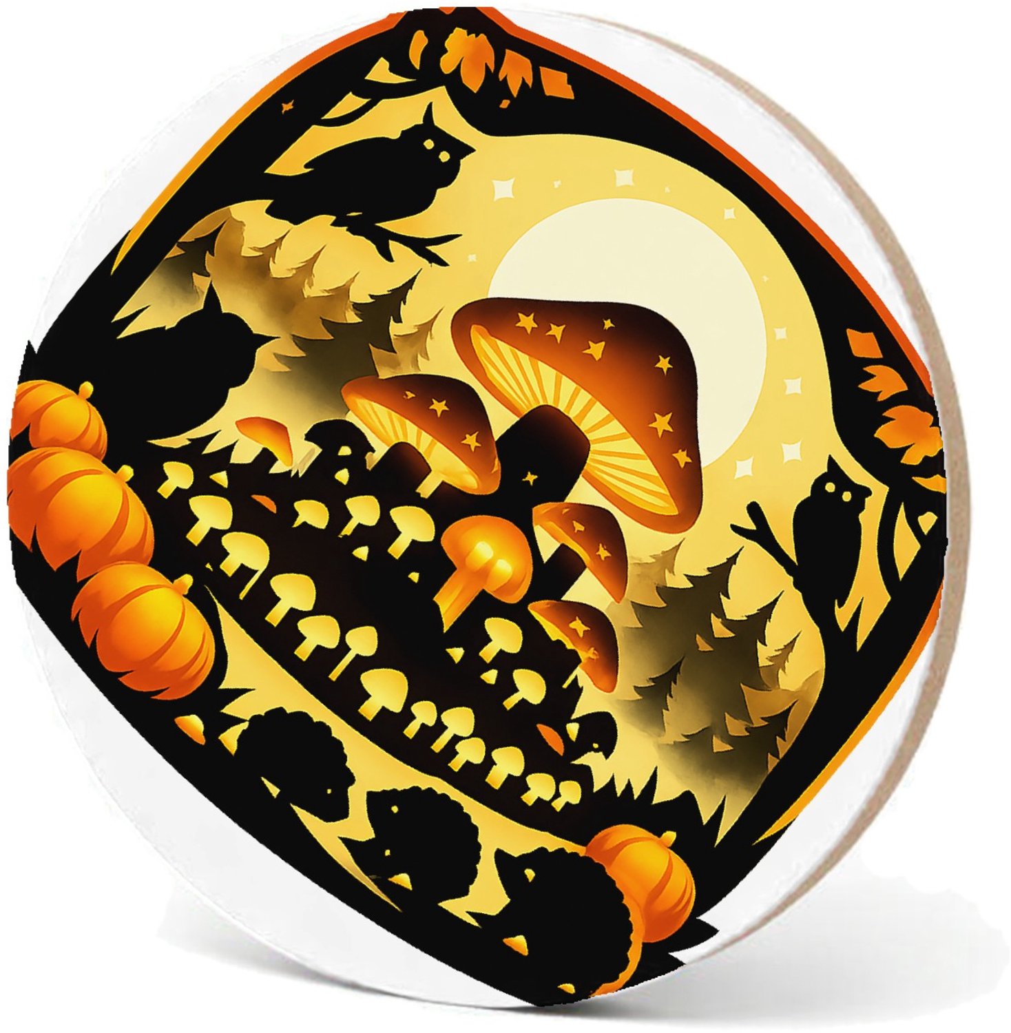 Mr Cadeautjes MDF fotolijst - design Herfstbos met een grote gloeiende paddenstoelheuvel en klein | cadeau Wit