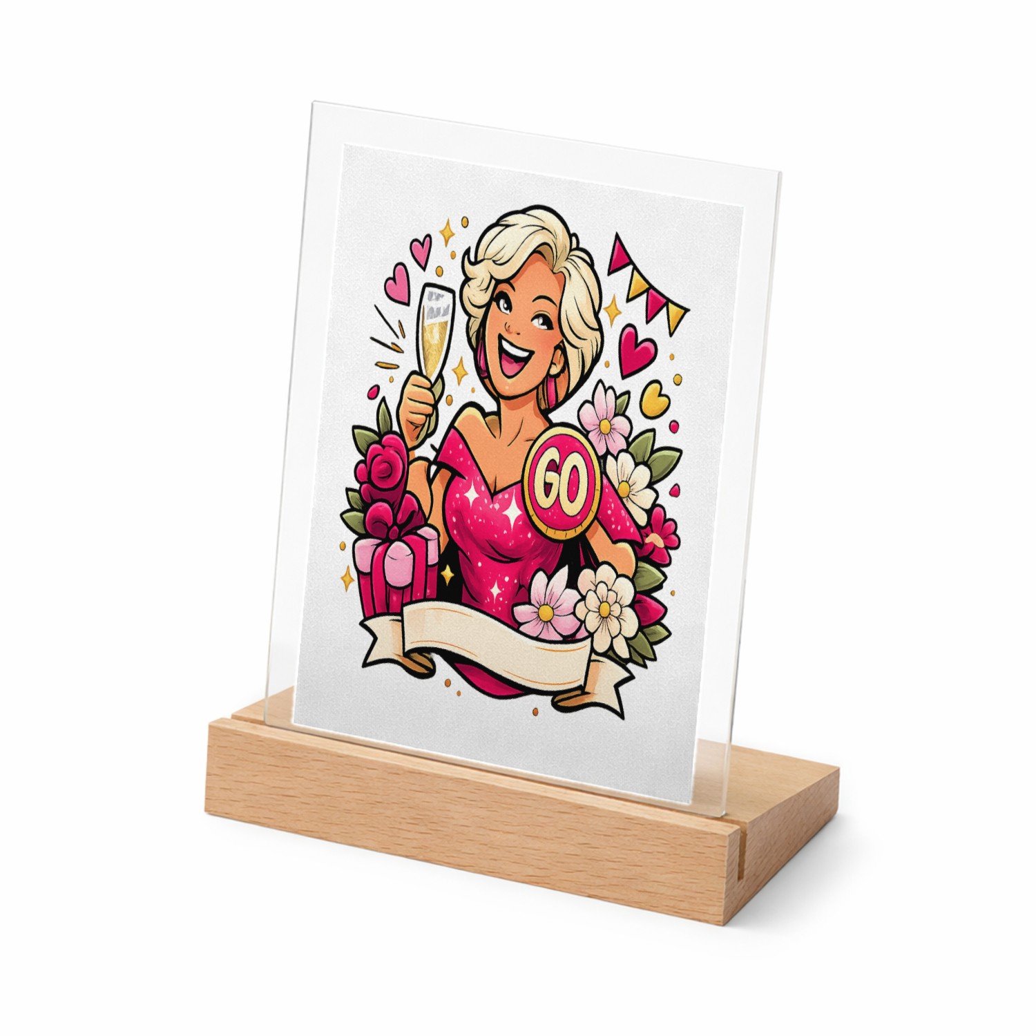 Mr Cadeautjes Glasframe met vaste tekst - design Glamoureuze jubileumviering met een andere levensfase en een | cadeau Wit