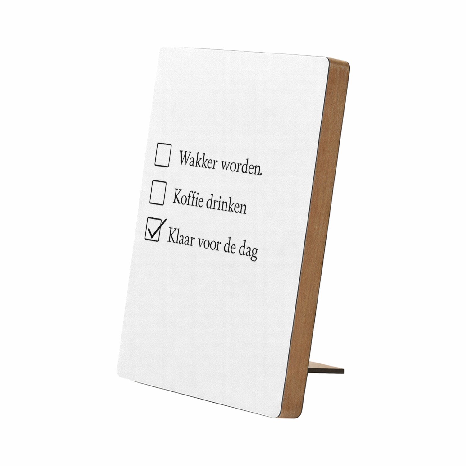 Mr Cadeautjes Glasframe/MDF 12,7 x 17,8 - design Een vergelijkbare droge checklistgrap maar dan rond ochtendg | cadeau Wit