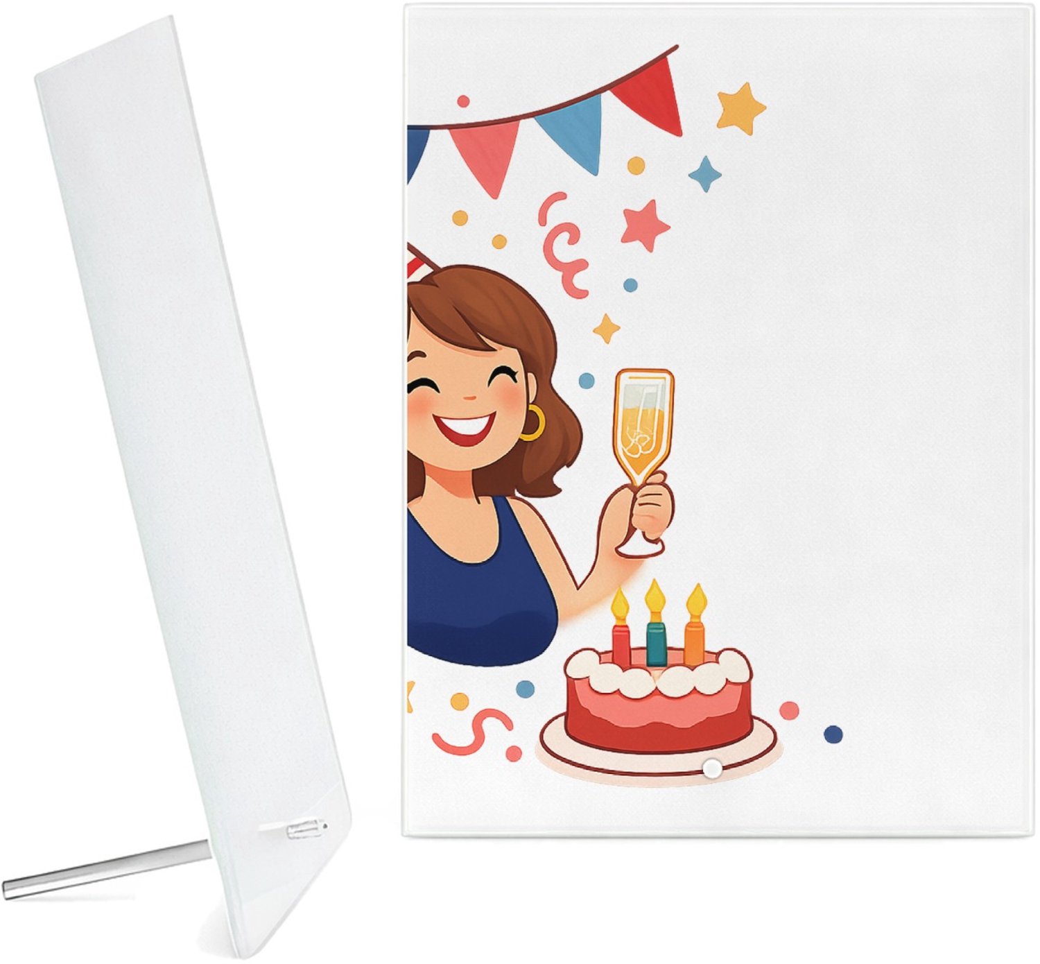 Mr Cadeautjes Glazen fotopaneel Humoristische mijlpaalverjaardag met een vrolijk dier als ho - 15 x 20 cm, staand - glas, decoratie, wanddecoratie | cadeau Wit