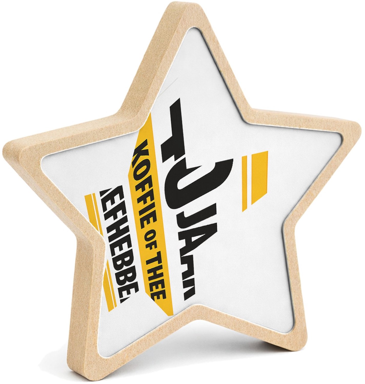 Mr Cadeautjes MDF fotolijst ster 14 x 13,5 - design Humoristische jubileumopdruk rond een favoriete drank in een | cadeau Wit