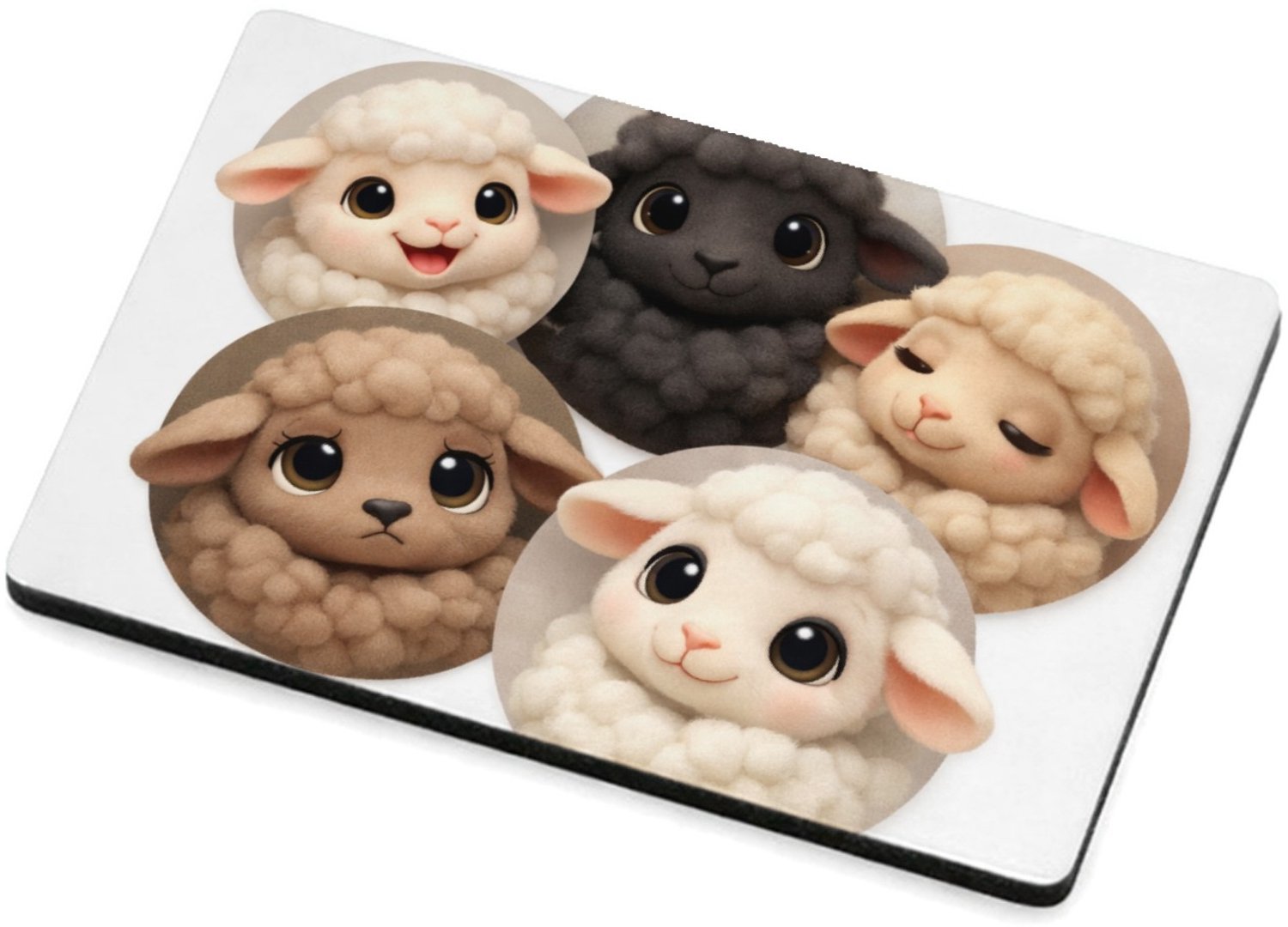 Mr Cadeautjes MDF magnetische fotolijst 7,5 x 5 - design Mini-galerij van schattige boerderijdieren in losse cirkels | cadeau Wit