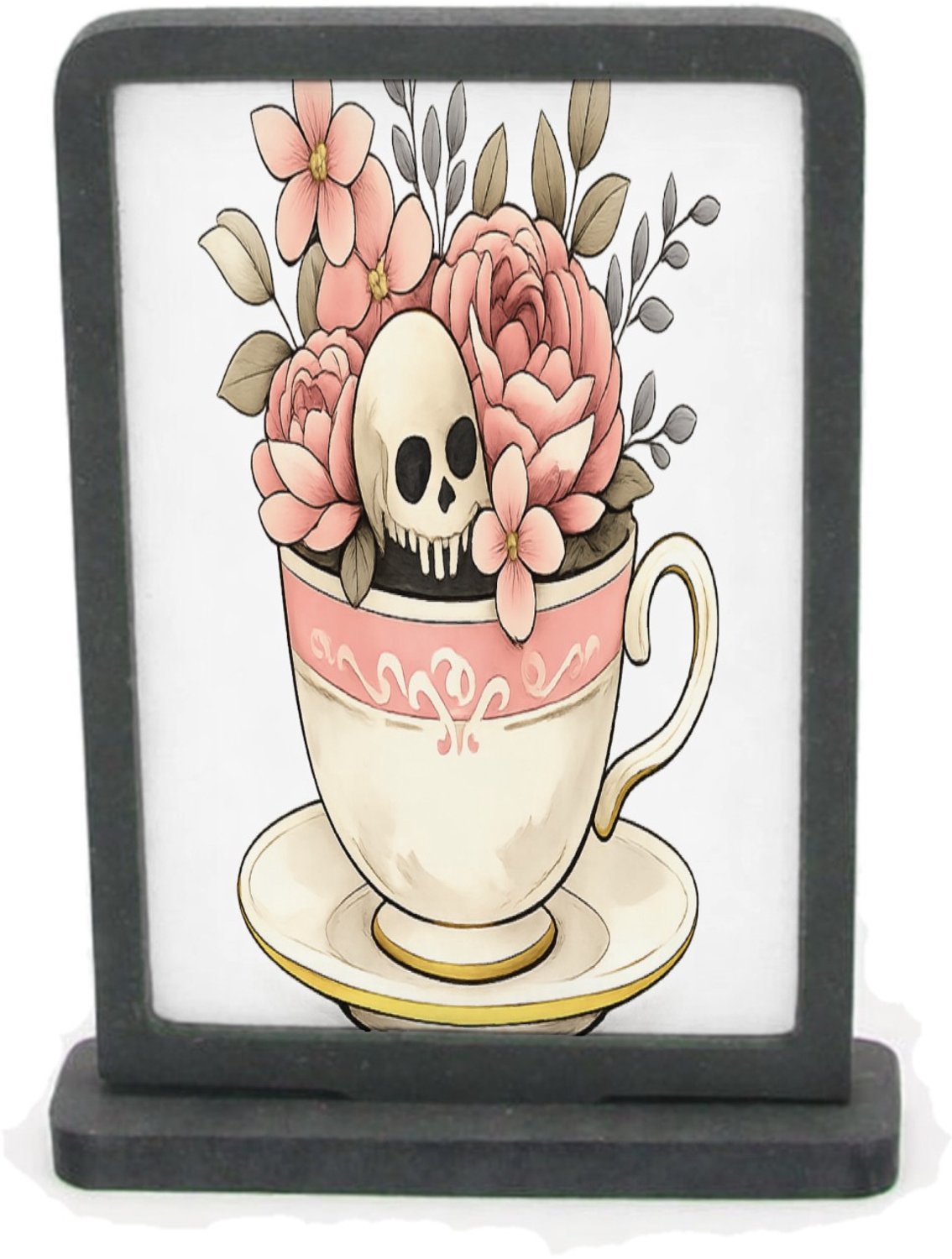 Mr Cadeautjes Houten fotolijst rechthoek met MDF inleg - design Een vrolijk botanisch contrast tussen iets zachts en iets on | cadeau Wit