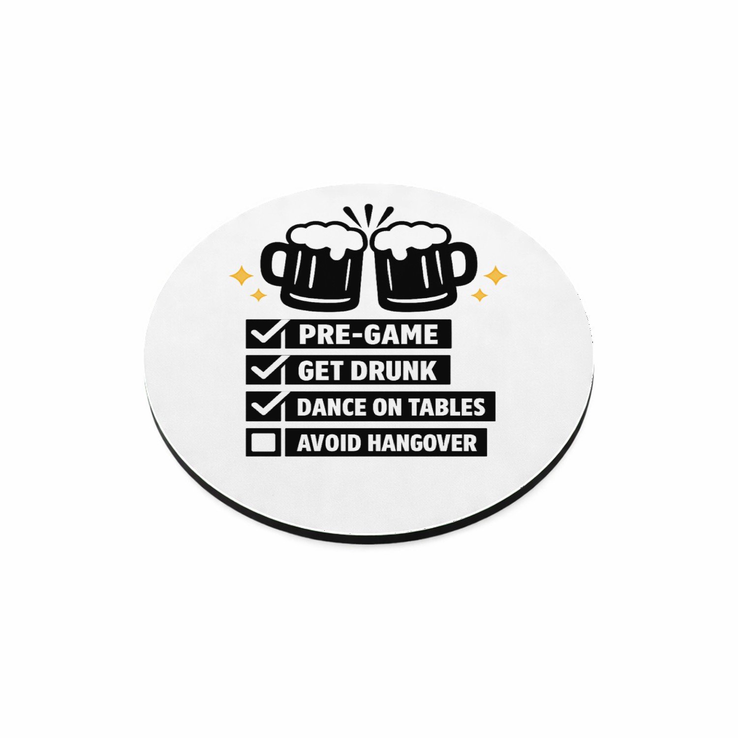Mr Cadeautjes MDF magnetische fotolijst rond Ø 9,5 - design Minimalistische checklist-print voor een vriendendag met een | cadeau Wit