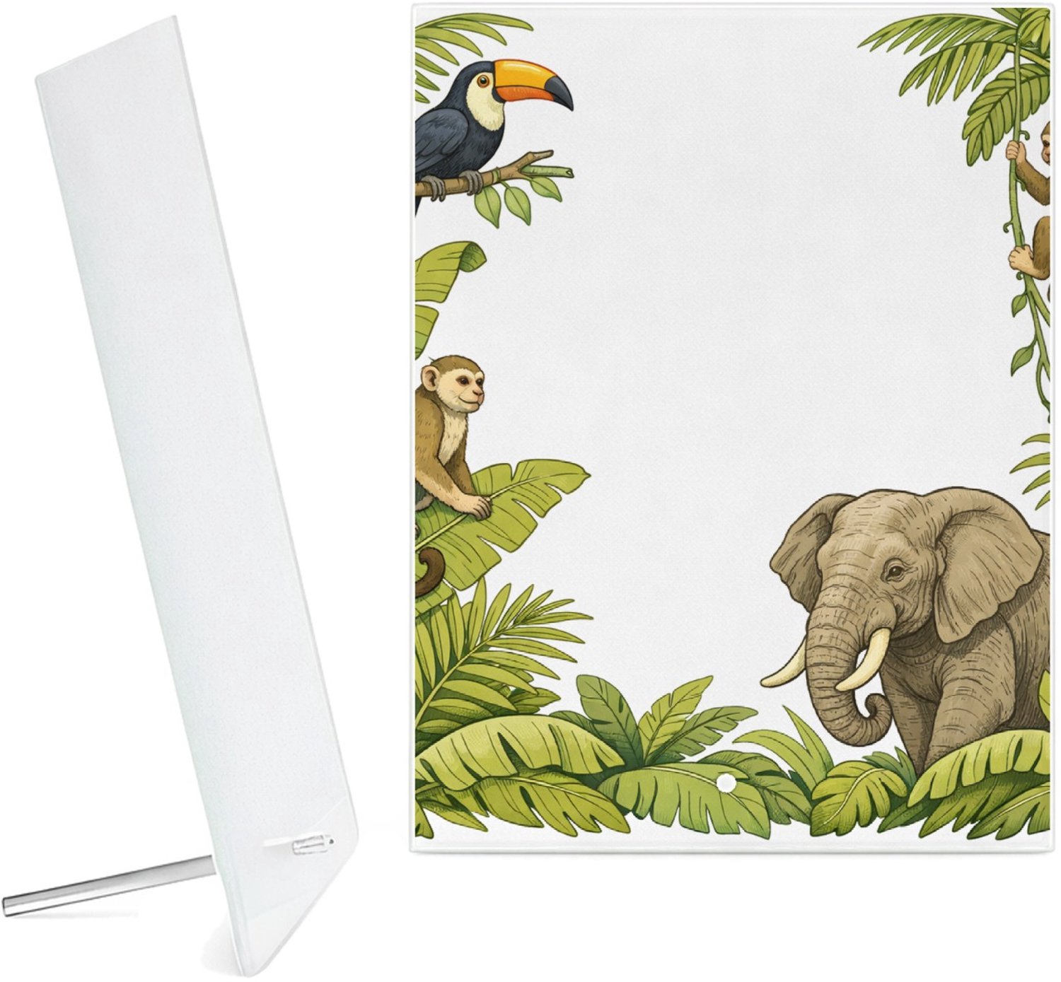 Mr Cadeautjes Glazen fotopaneel Savanne-rand met grote rust in het midden - 15 x 20 cm, staand - glas, decoratie, wanddecoratie | cadeau Wit