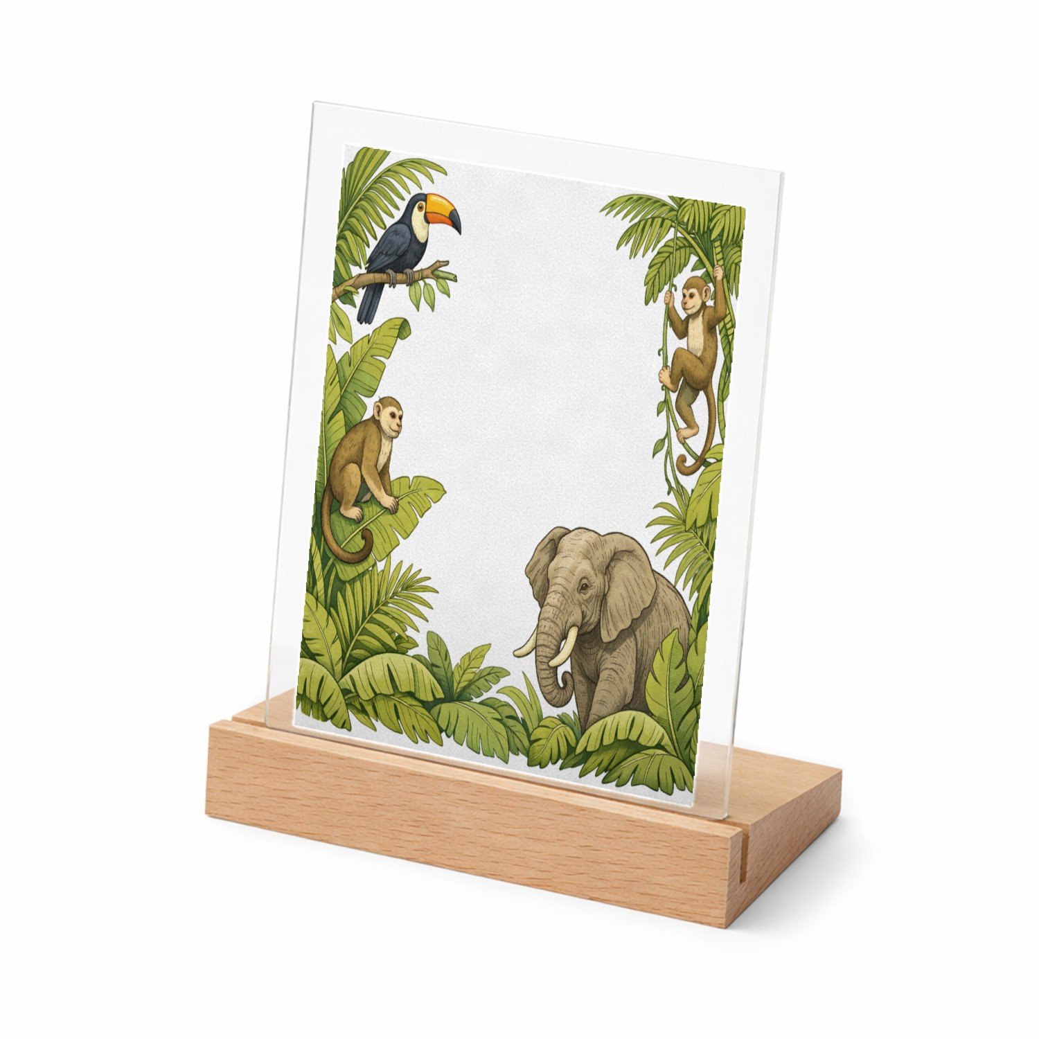 Mr Cadeautjes Glasframe met vaste tekst - design Savanne-rand met grote rust in het midden | cadeau Wit