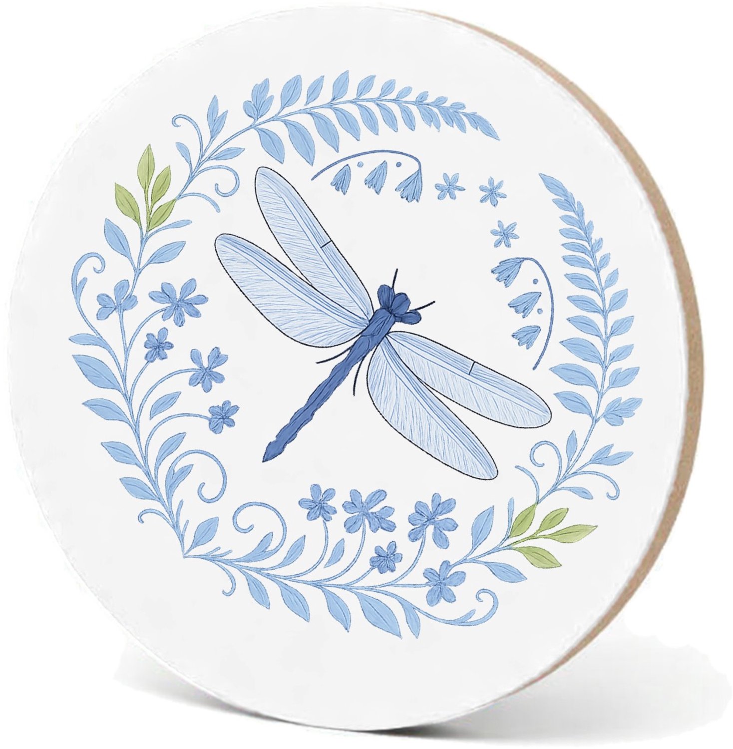Mr Cadeautjes MDF fotolijst - design Serene bosrand met libellen en varens in een verfijnd blauw| cadeau Wit