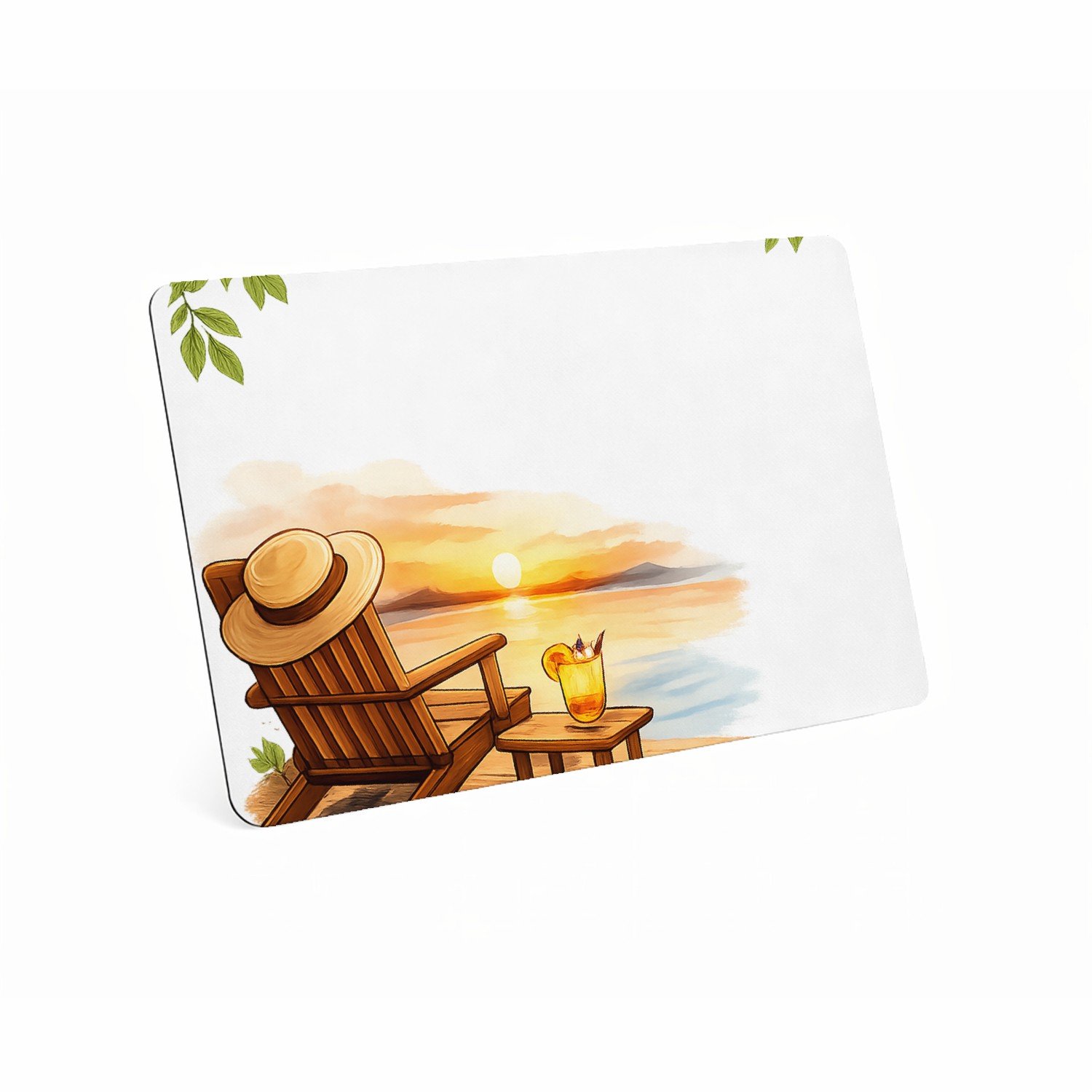 Mr Cadeautjes MDF magnetische fotolijst 28 x 19 - design Een vrolijke vrije-tijdsscène in een ligstoel op het strand | cadeau Wit