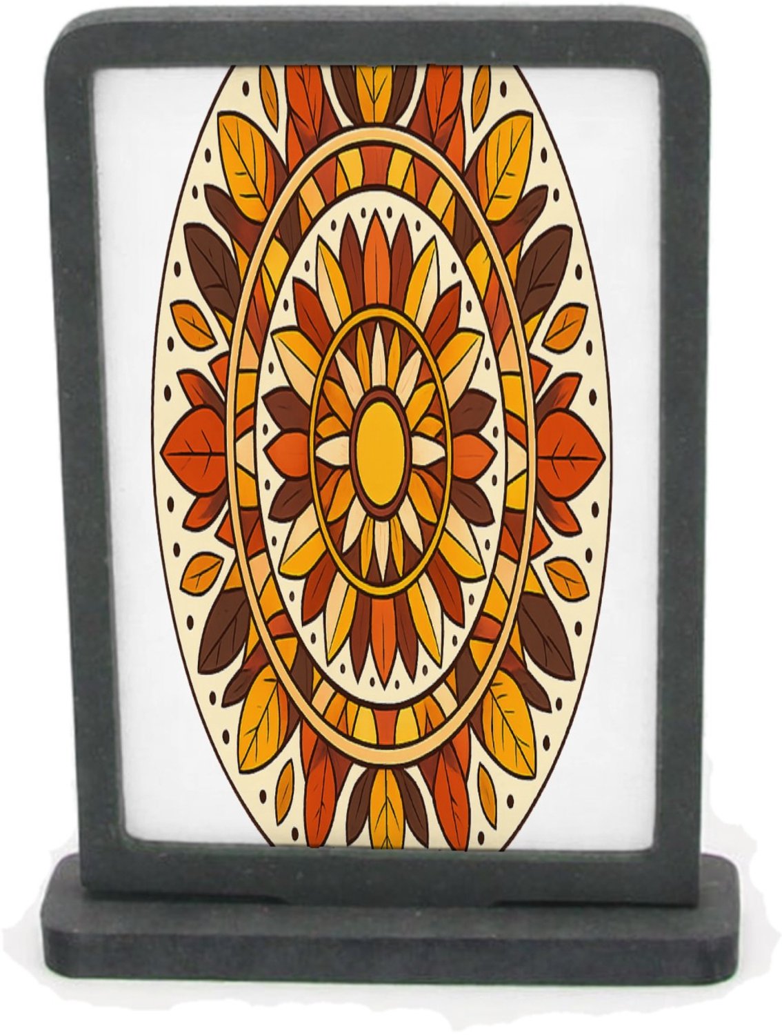 Mr Cadeautjes Houten fotolijst rechthoek met MDF inleg - design Ronde zonnewaaier met botanische rust | cadeau Wit