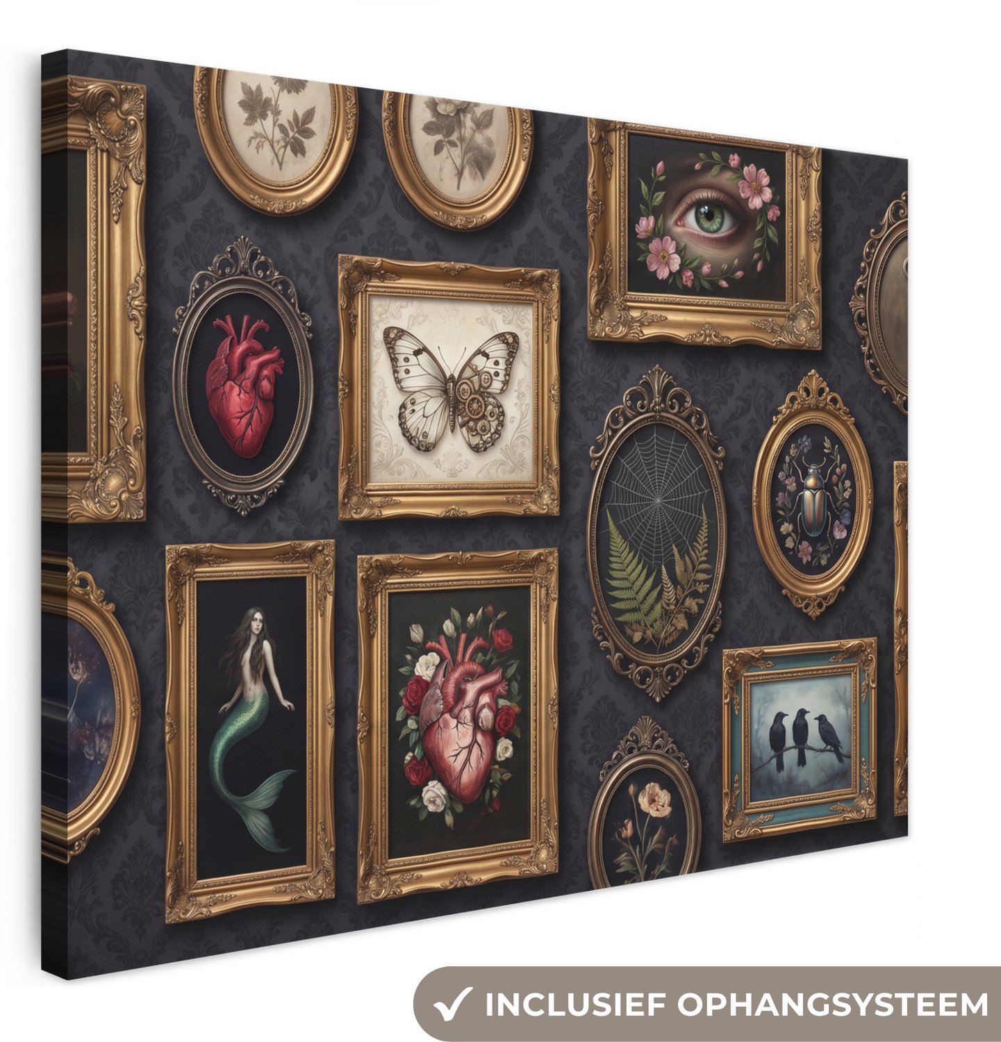 Canvas schilderij 80x60 cm - Exclusieve wanddecoratie Kunst - Collectie - Vintage - Klassiek - Donker - Muurdecoratie woonkamer - Slaapkamer decoratie - Kamer accessoires - Schilderijen op canvas