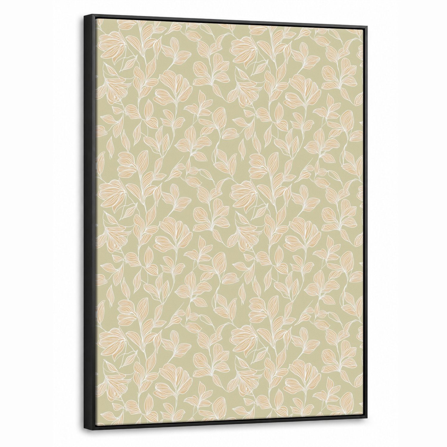 Canvas Schilderij met Baklijst 70x100cm - Organisch - Subtiel - Groen - Muurdecoratie woonkamer - Slaapkamer decoratie - Kamer accessoires - Schilderijen op canvas met lijst