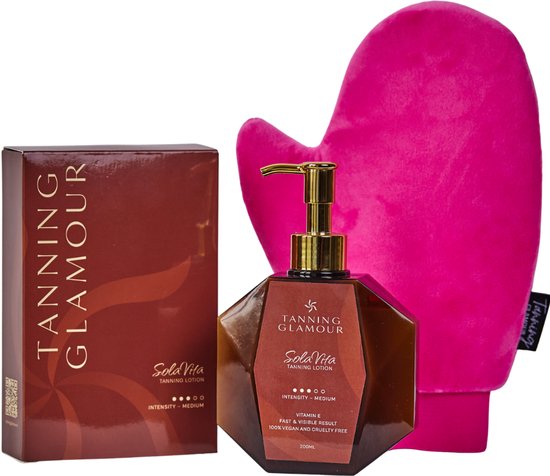 SolaVita Zelfbruiner Set | Lotion 200 ml + Velvet Handschoen | Natuurlijke Bruine Teint | Vitamine E