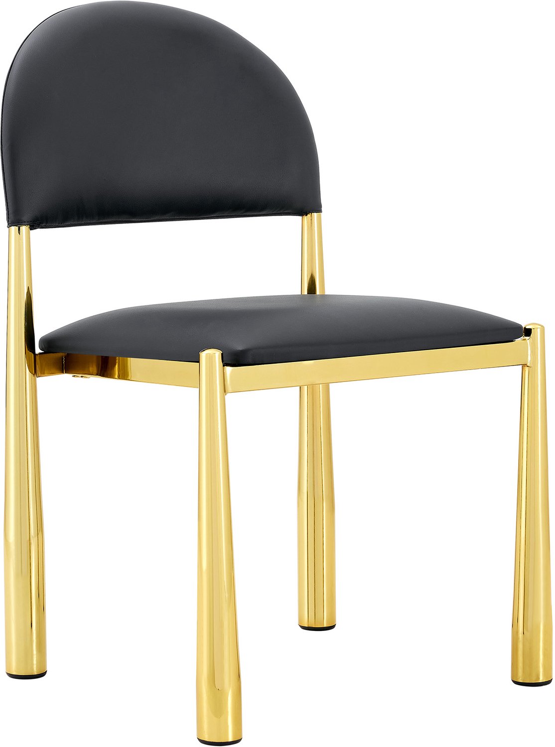 MUVANO Zwarte eetkamerstoelen set van 2 - Keukenstoelen - PU-kunstleer en metalen poten - Halfronde rugleuning - 80 cm hoog - Zithoogte 45 cm