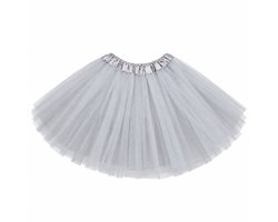 Pradeo - Tutu - 3 Lagen Tule - Meisjes - Kinderen - Verkleden - Prinses - Ballerina - Carnaval - Halloween - Feest - 3 Tot 12 Jaar - 28 cm - Grijs