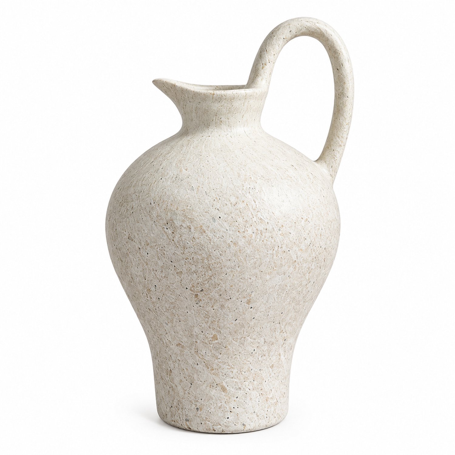 SWGOTA Keramische vaas met hoge lusgreep - Wabi-sabi - 27 cm hoog, 14 x 14 cm - Voor droogbloemen en tafeldecoratie Gebroken wit