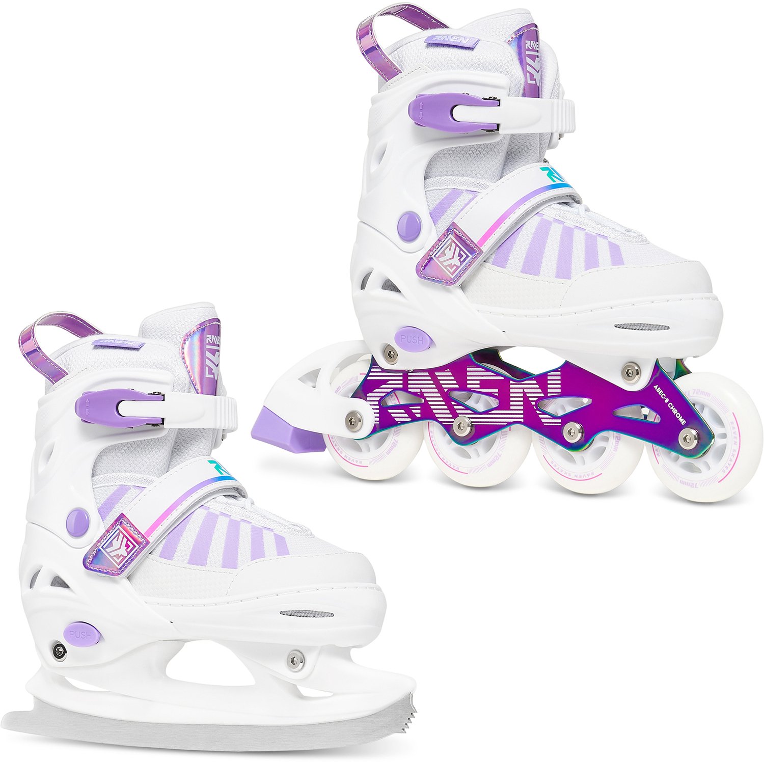 Raven Oxen 2-in-1 set: Skeelers en kunstschaatsen /Neo Chrome 30-33 Wit