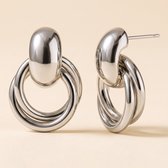 Lundholm Lundby Oorstekers Dames Zilverkleurig - Oorbellen met Bolletje en In Elkaar Grijpende Ringetjes - Premium Stainless Steel Jewellery - 1,8 x 1,5 cm - Waterproof & Hypoallergeen - Cadeau voor Haar - my Scandinavisch Design