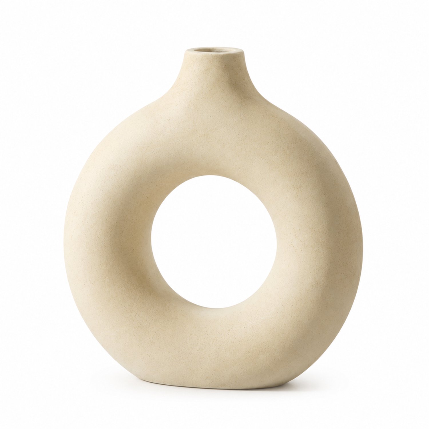SWGOTA Grote abrikooskleurige donutvaas, 23 cm hoog en 21,5 cm breed, met open ringvorm voor tafeldecoratie