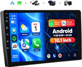 Boscer Autoradio 2Din Universeel - 10.1 Inch IPS HD Touchscreen - Android 15 - Apple Carplay & Android Auto (Draadloos) - 4+64GB - GPS Navigatiesysteem - Bluetooth, WiFi, MP5 - AHD Achteruitrijcamera
