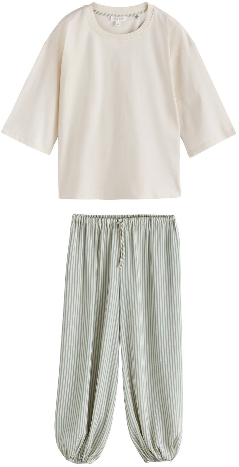 Next Dames - Pyjama met ballonpijpen - Tall - Crème Sage Green Stripe