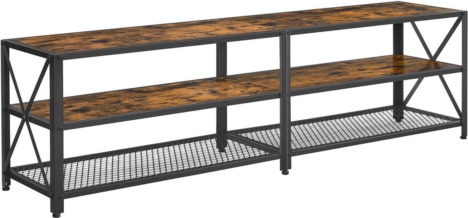 Klarven TV-meubel Staal Bruin-Zwart - Stalen TV-meubel - Televisiemeubel - Industrieel Design met Opbergruimte - 178x39x52 cm